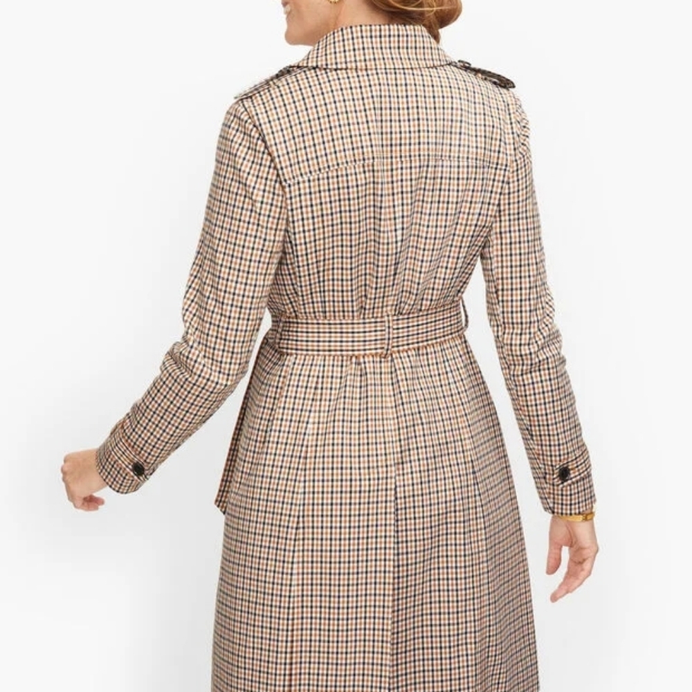 Talbots-Polished Plaid Trench Coat - Picture 2 of 7
